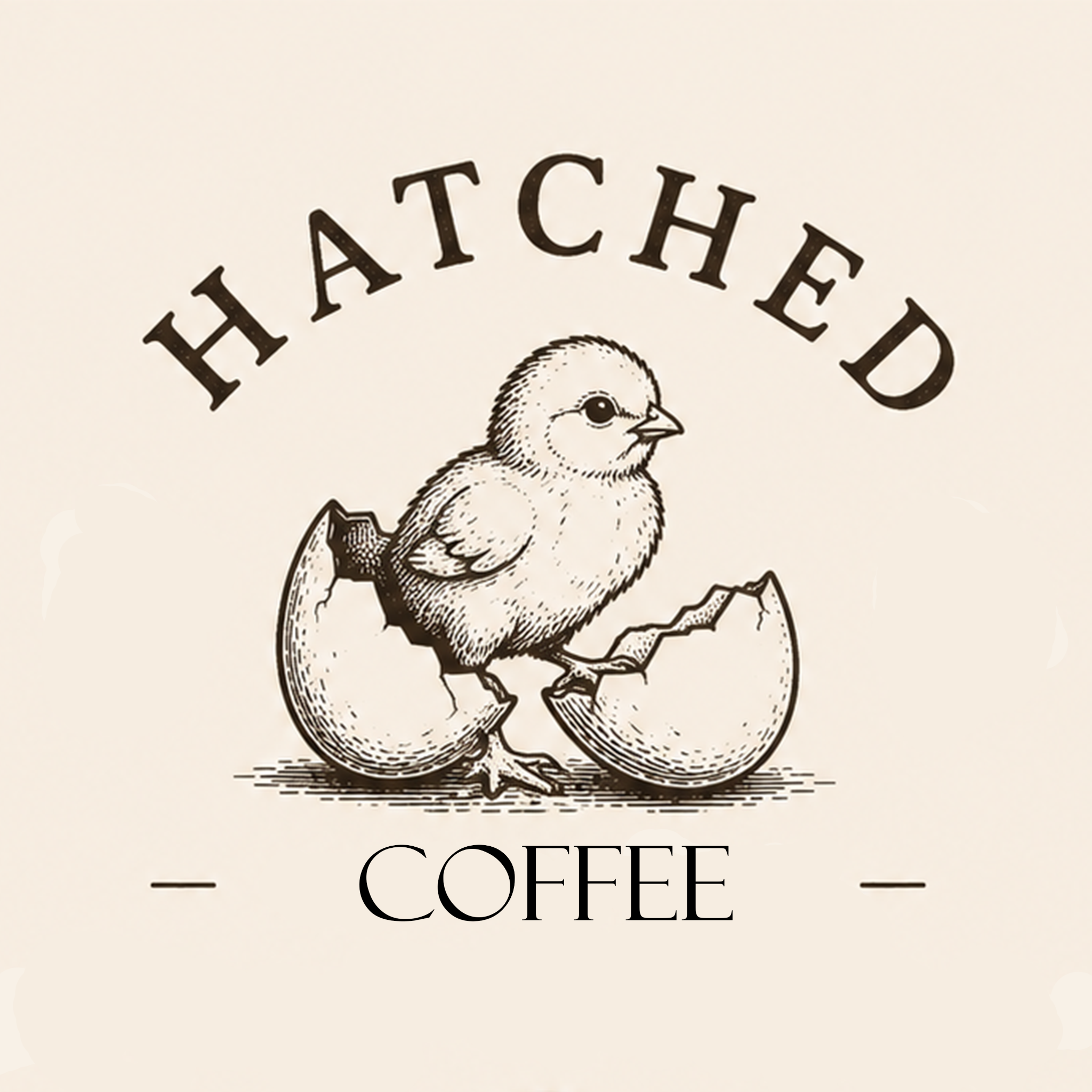 Hatched Coffee chick hatching from an egg logo